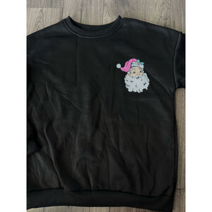 Tis The Season Pink Checker Graphic Fleece Interior Oversized Crewneck Large